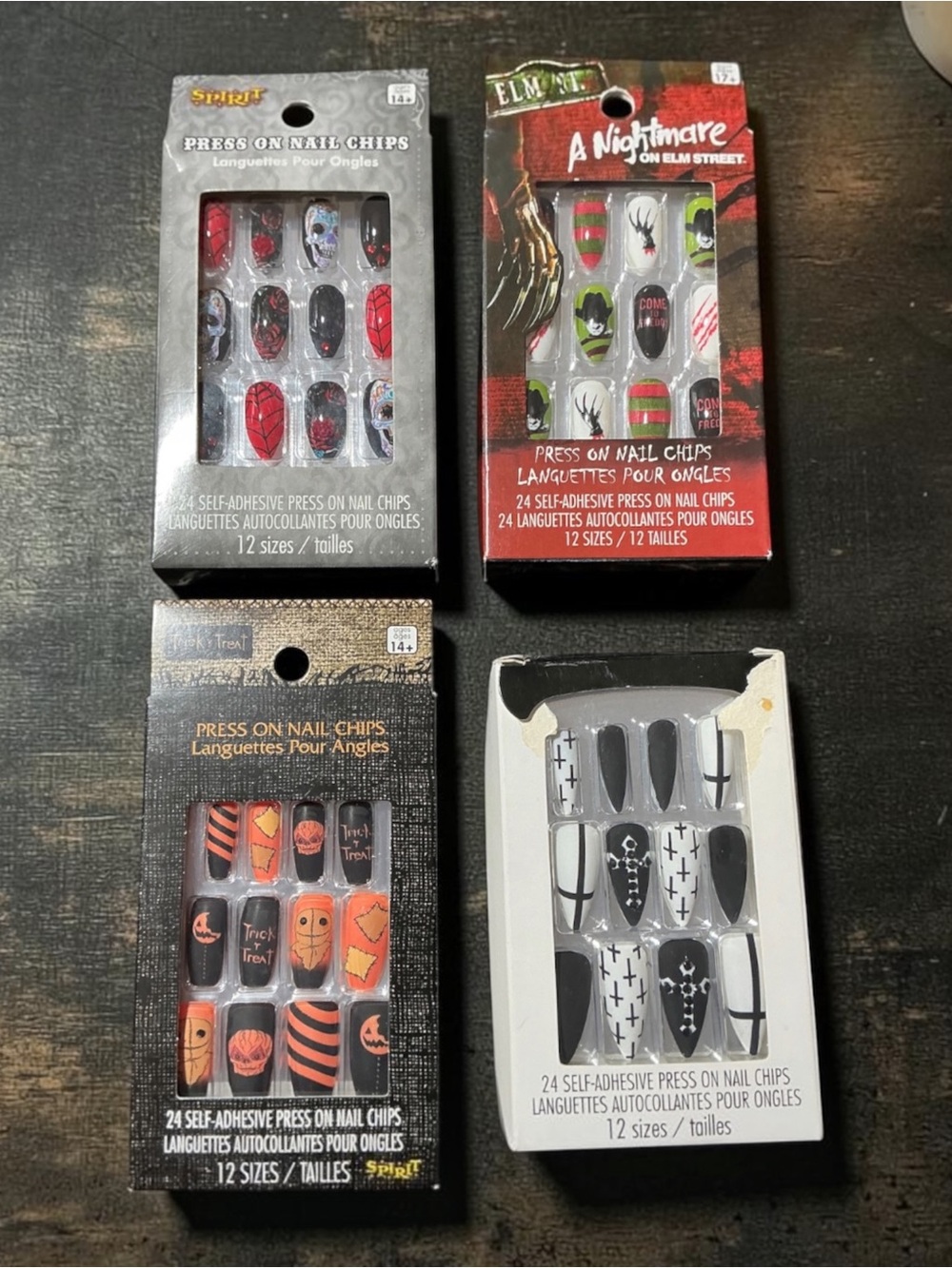 Set of 4 Halloween Themed Press-On Nail Sets